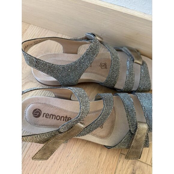 Remonte Soft Slip On Sandals Shoes 41 10 Gray Adjustable Strap Heel Leather - Picture 4 of 4